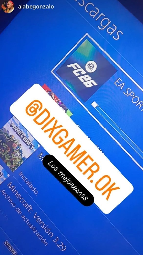 Historia de Instagram de un cliente de DixGamer con EA Sports FC 26