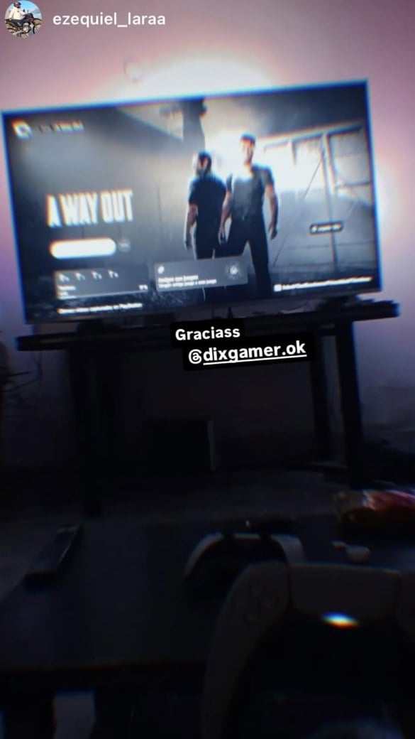 Historia de Instagram de un cliente de DixGamer con A Way Out