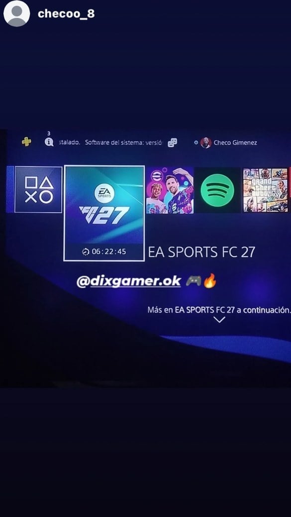 Historia de Instagram de un cliente de DixGamer con EA Sports FC 27