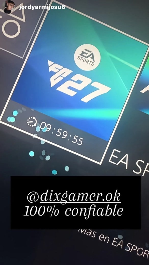 Historia de Instagram de un cliente de DixGamer con EA Sports FC 27