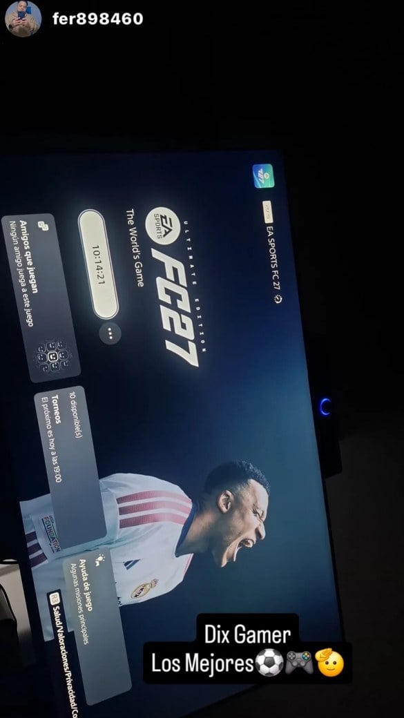 Historia de Instagram de un cliente de DixGamer con EA Sports FC 27