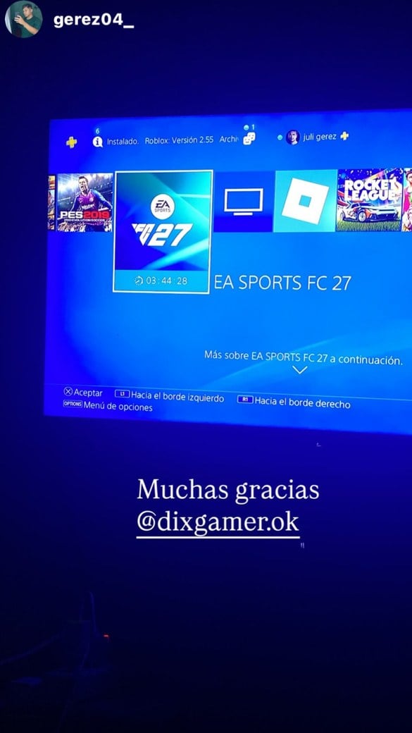 Historia de Instagram de un cliente de DixGamer con EA Sports FC 27