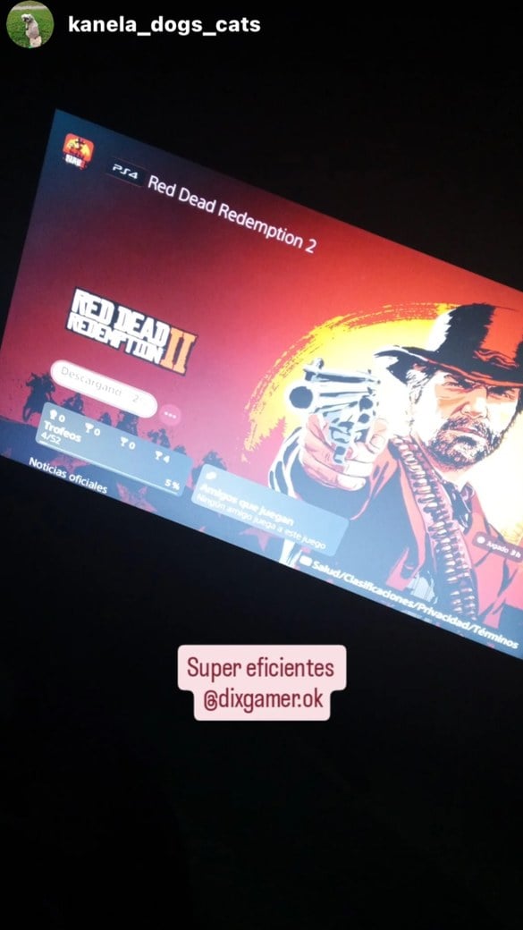 Historia de Instagram de un cliente de DixGamer con Red Dead Redemption 2