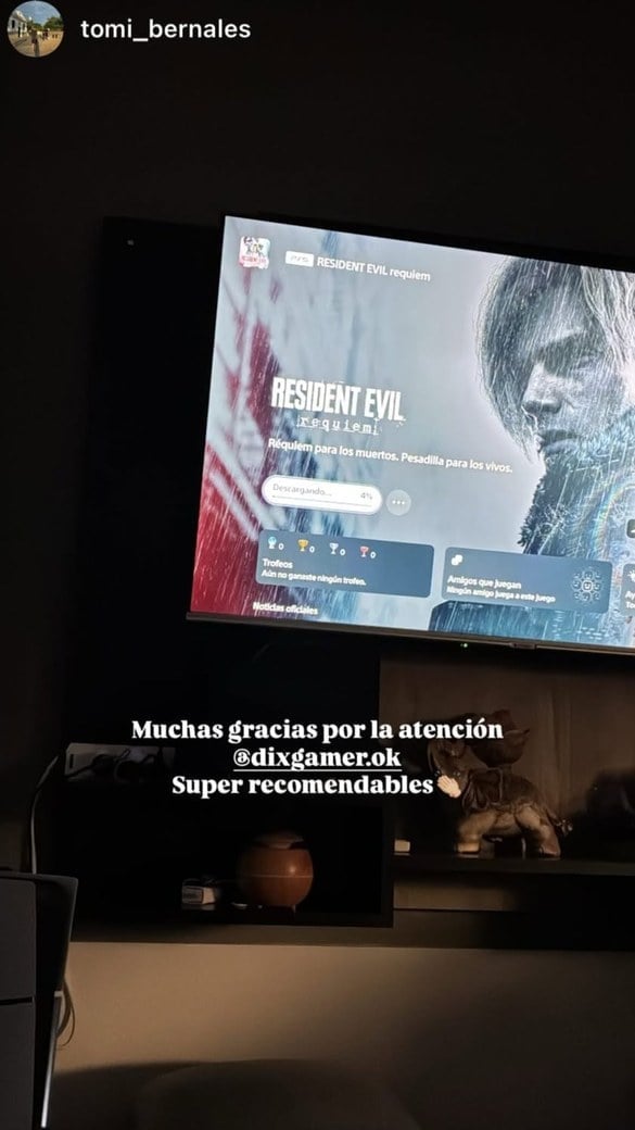 Historia de Instagram de un cliente de DixGamer con Resident Evil Requiem